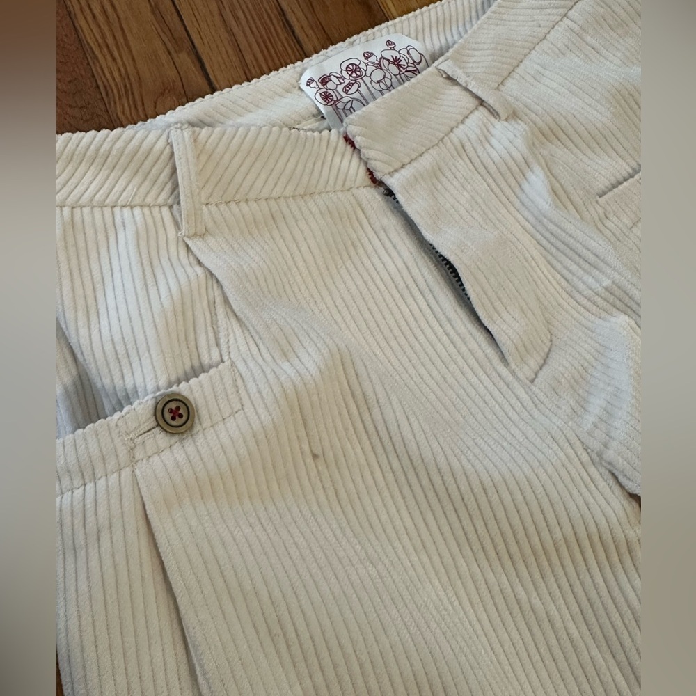 TROVATA vintage cream ivory Corduroy Wide Leg Pants trouser 2 rare TALL - Picture 4 of 6